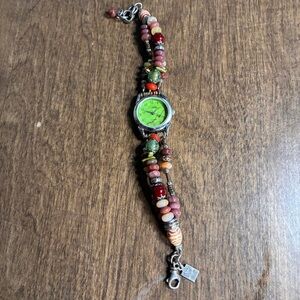 Vtg Tino Quartz Glass Beaded Band Southwest Watch USA Womens for parts